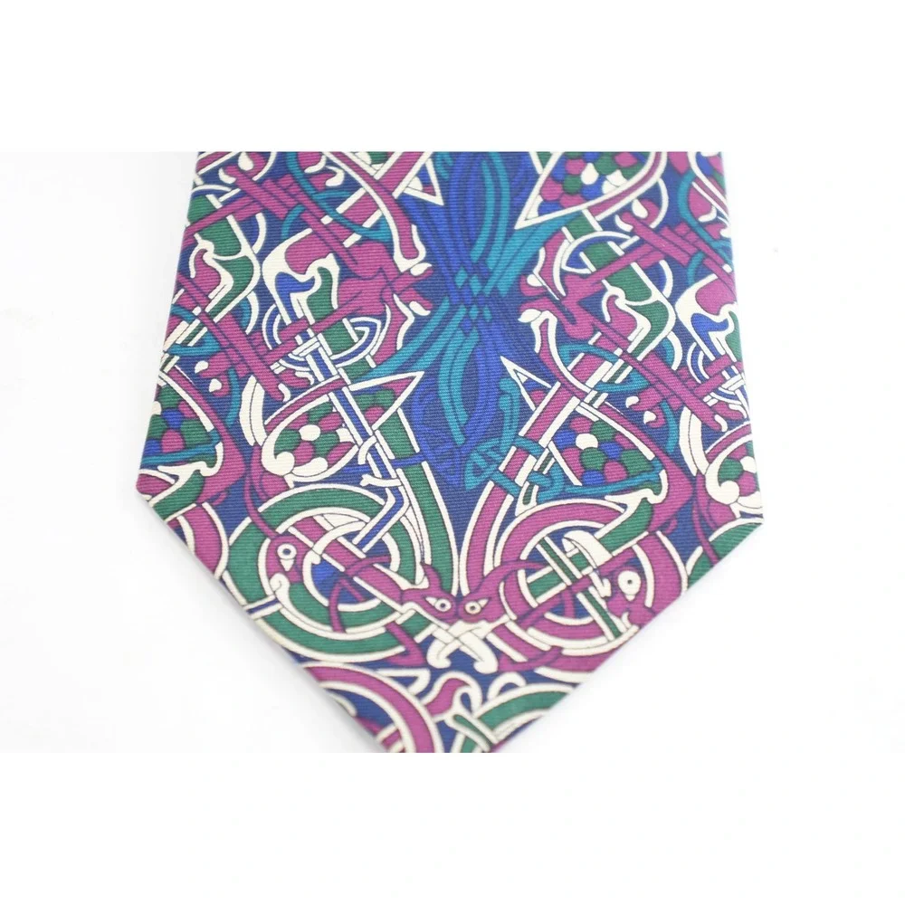 Past Times Silk Tie One Size Purple Celtic Knot Silk Animal Motif Excellent